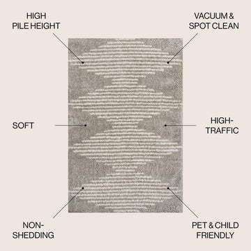 Elm Diamond Stripe Geometric Shag Area Rug
